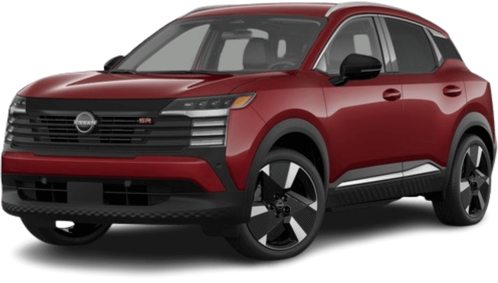 Approved red 2026 Nissan Kicks SR driver-side view