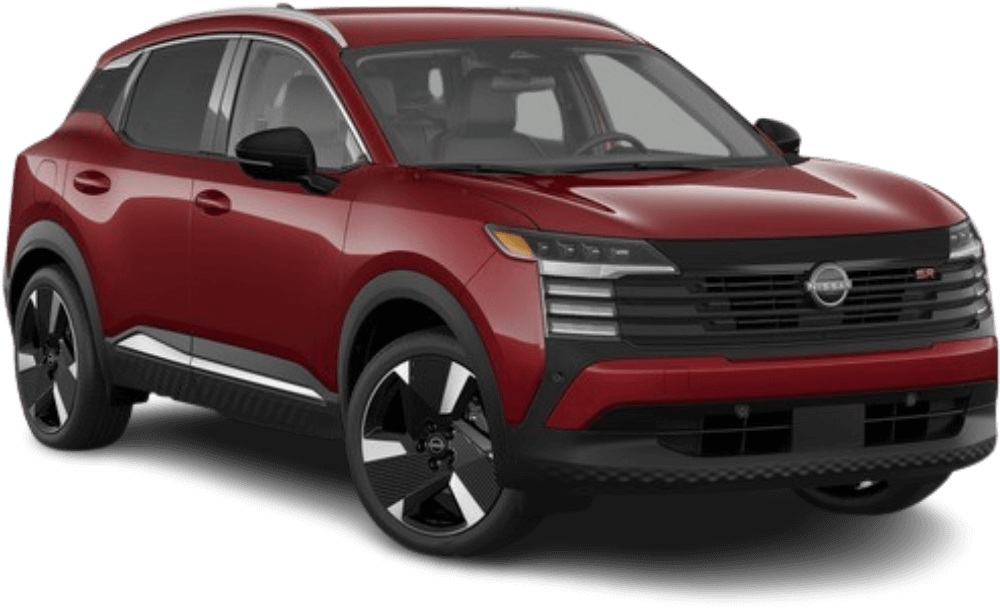 Approved red 2026 Nissan Kicks SR passenger-side view